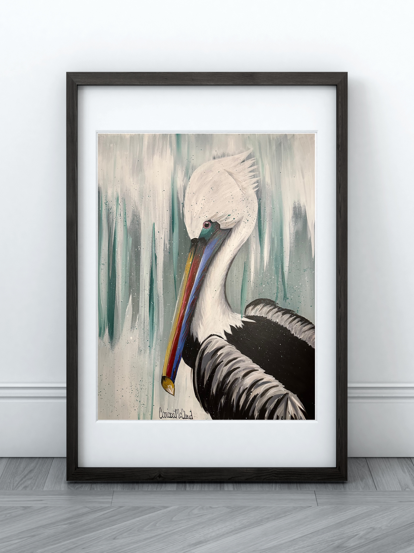 Teal Skies Pelican Original Prints